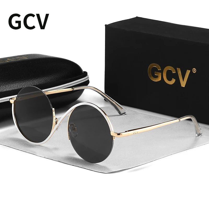 Round Frame Punk Style Women Sunglasses UV400 Anti-Reflective Fashion Eyewear Alloy Frame