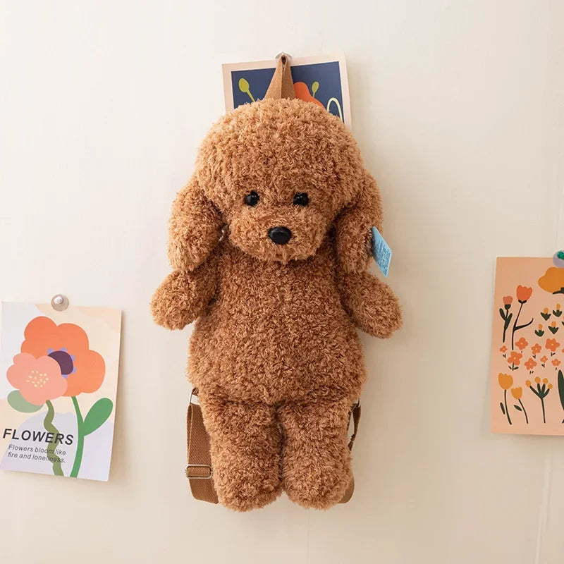 Cute Teddy Dog Plush Backpack Soft Shoulder Bag