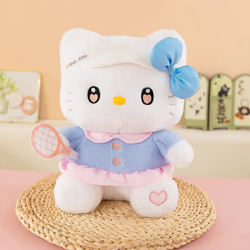 Cute Cat Character Tennis Theme Plush Stuffed Doll Toy