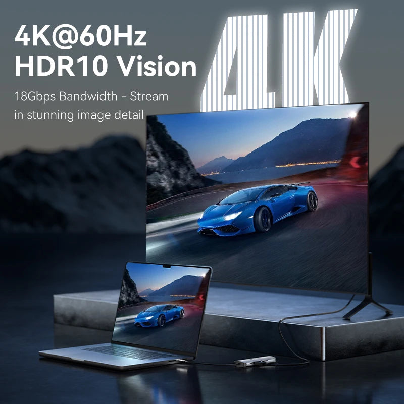 USB C HUB HDMI 4K60Hz RJ45 PD 100W USB Splitter Adapter USB 3.0 HUB For iPhone 15 Macbook Air Pro iPad Samsung Laptop PC