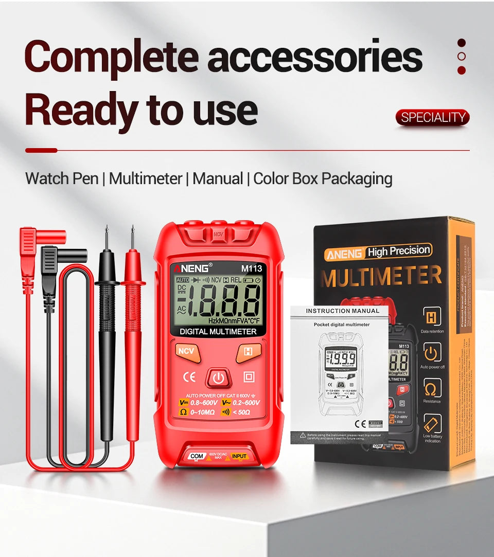 Pocket Portable Multimeter Tester 1999 Counts Mini Multimeters AC/DC Voltage Auto Machine Multitester Tool