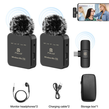 Wireless Lavalier Microphone Portable Audio Video Recording Mini Mic for iPhone Android Outdoor Live Broadcast Phone Mic