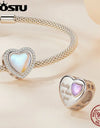 925 Sterling Silver Rainbow Crystal Lucky Clover Bead Heart Charm Bear Pendant