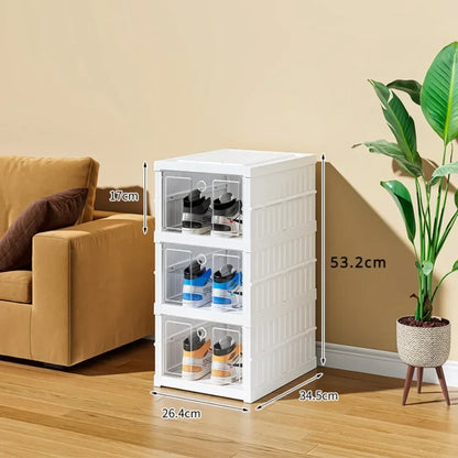 Shoe Organizer Foldable Plastic Shoe Storage Boxes for Sneakers Stackable Dustproof Transparent Cabinet Multi Layer Shoes Rack