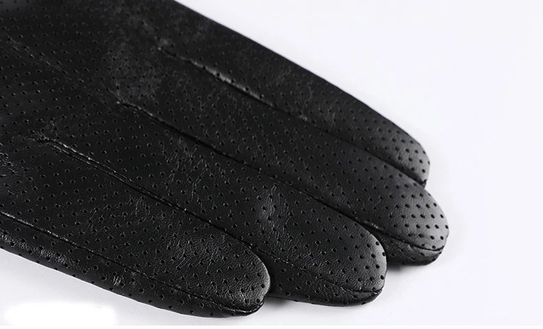 Sheepskin men's winter Business Real Leather Gloves male Durable Full Finger Touch Screen Black Gloves Riding Motorcycle Gloves