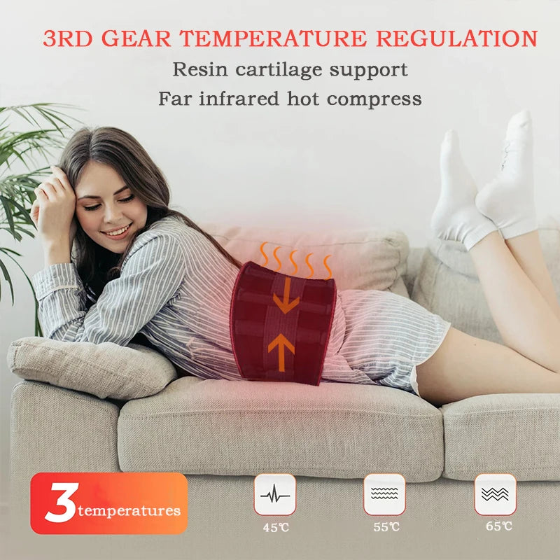 Electric Heating Belt With Adjustable Temperature Vibration Massage Waist Warmth and Hot Compress Belt