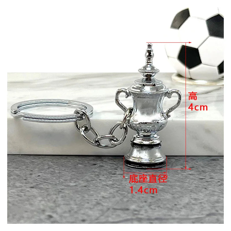 Football Trophy Metal Keychain Soccer Fan Collectible Pendant Gift