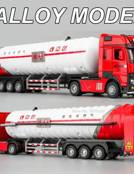 1/24 Oil Tank Truck Toy Car Model Alloy Diecasting with Pull Back Sound and Light Toys Vehicle Models
