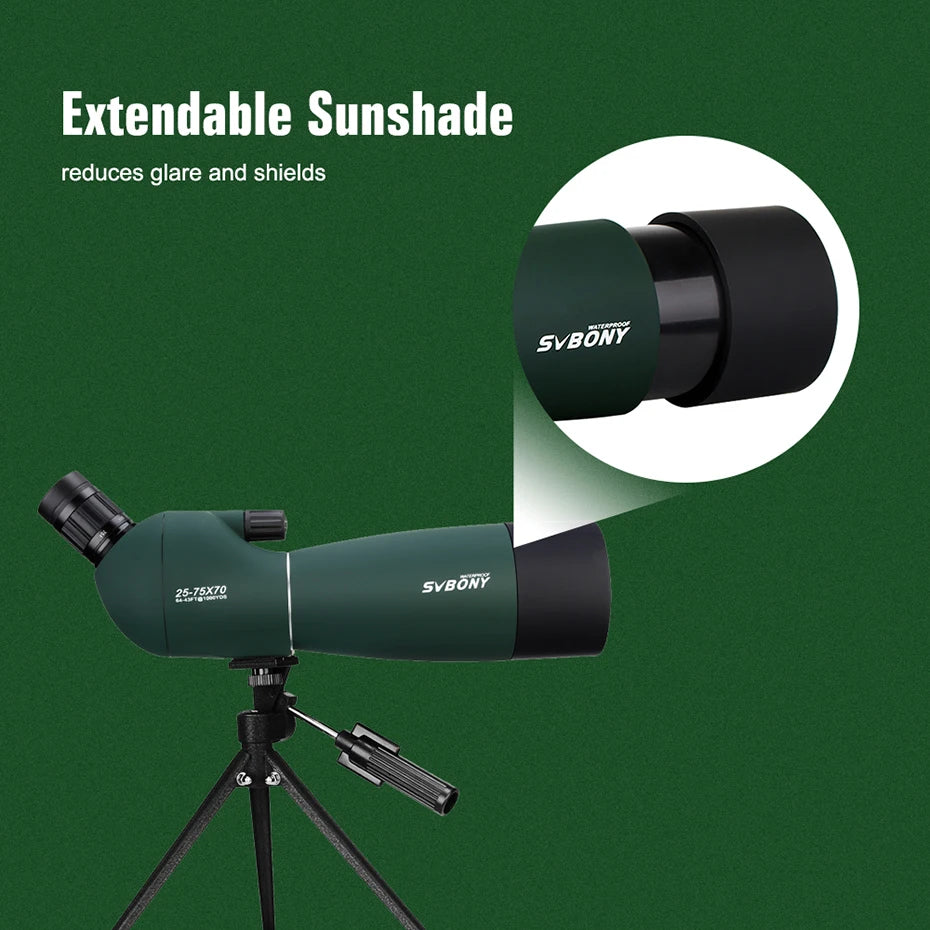 25-75x70 Telescope Spotting Scope Powerful Zoom Monocular FMC BAK4 Waterproof For Bird Watching Target Shotting