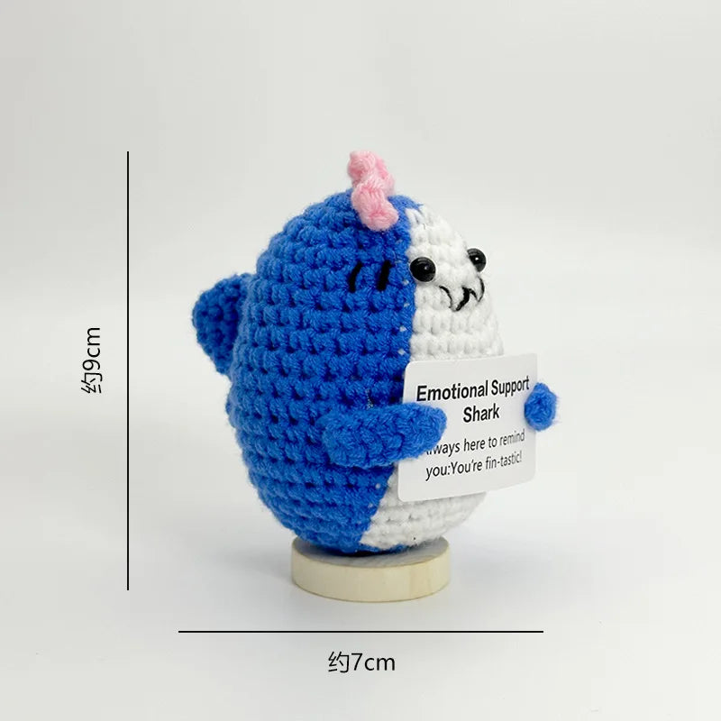 3 Pcs Funny Positive Crochet Sunshine Doll Desktop Ornament Handmade Cheer Emotional Support Positive Sun with Card Home Party Decor