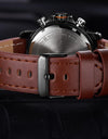 Leather Sports Watches Men's Quartz LED Digital Clock Waterproof Military Wrist Watch