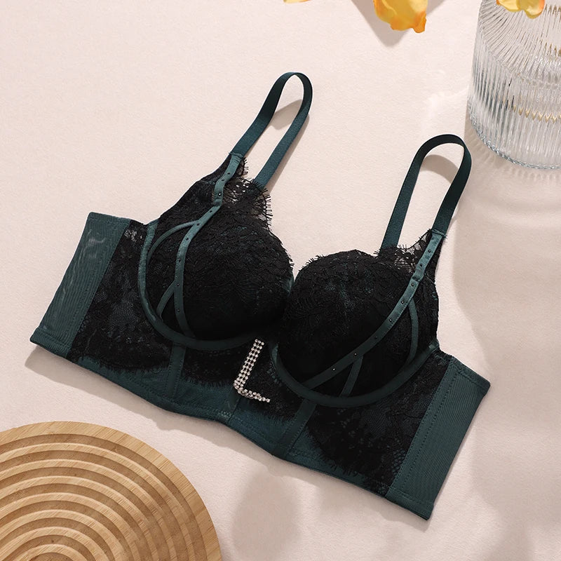 Womens Lace Embroidered Minimizer Underwire Bra