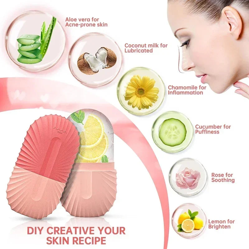 Ice Face Roller Cube Beauty Massage Silicone Mold For Eye Puffiness Facial Roller Shrink Pores