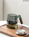 400ml Walnut Wooden Handle Lid Filter Glass Tea Cup Tea Water Separation Scented Tea Cup Office Flower Tea Separation Tea Mug