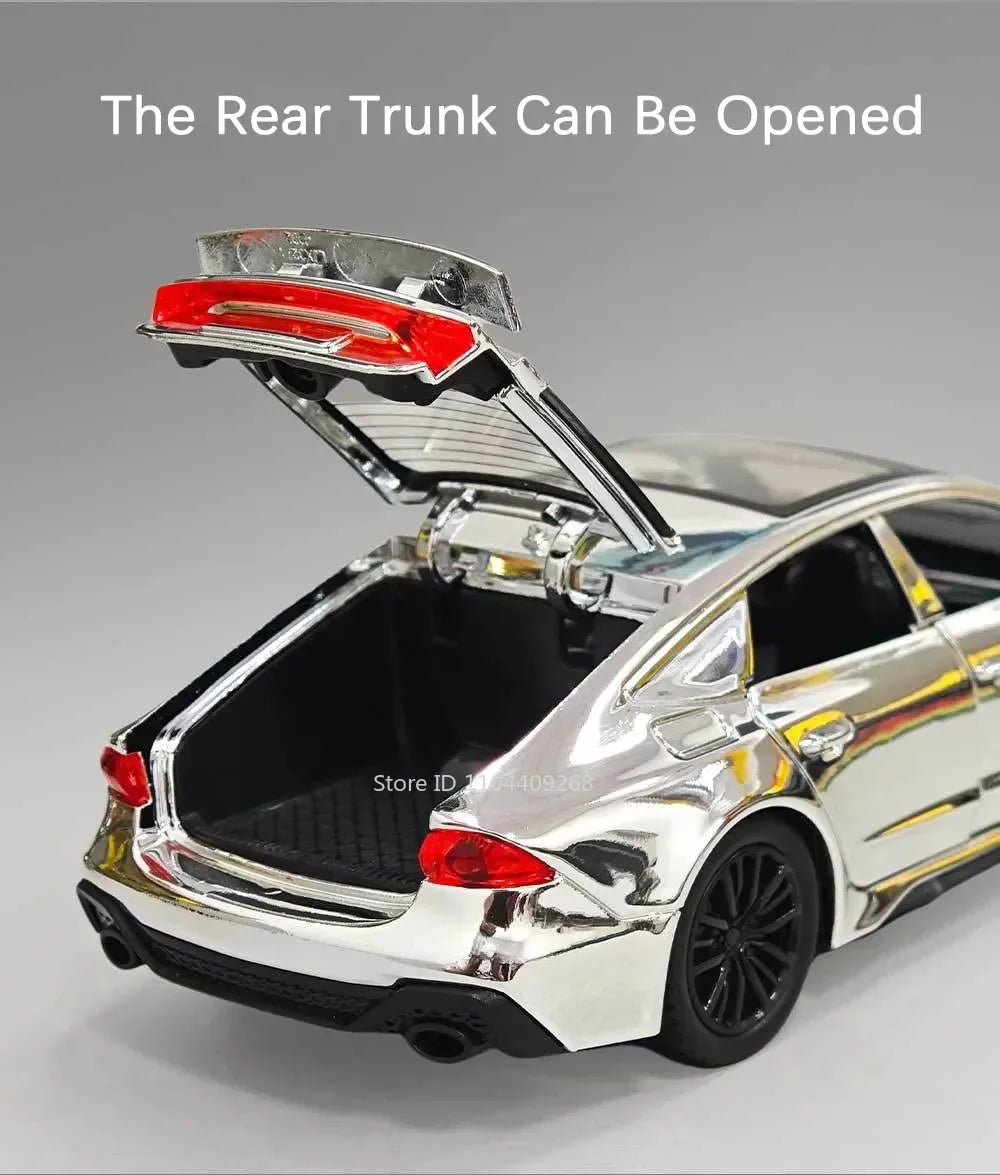 1:32 Scale RS7 RS6 Sports Car Toy Model Light Sound Pull Back Diecast Metal Miniature Vehicles Models Desktop Ornaments