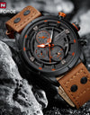 Waterproof Genuine Leather Strap Male Chronograph Quartz