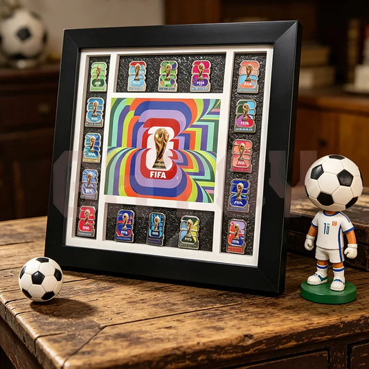2026 Football Badge Collection Display Frame Soccer Fan Memorabilia Decor