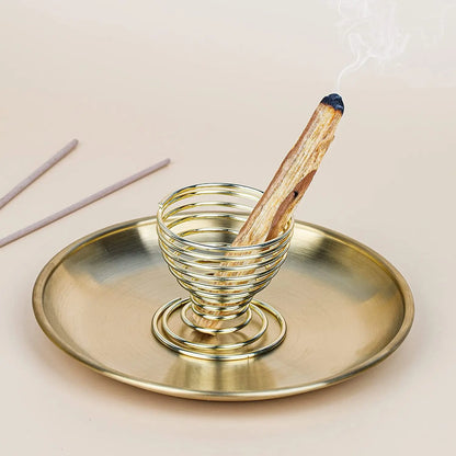 5 in 1 Metal Incense Burner Brass Incense Holder Palo Santo Holder Sage Holder Incense Tray Ash Catcher Home Decor