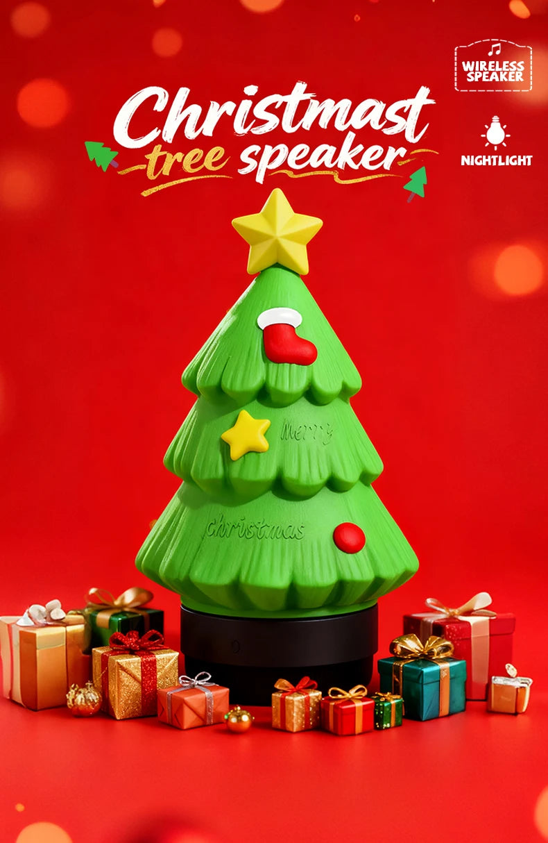 Christmas Eve Light Mini High Fidelity Bluetooth 5.3 Speaker TWS Connection Stereo Rechargeable LED Desk Lamp Christmas Gift