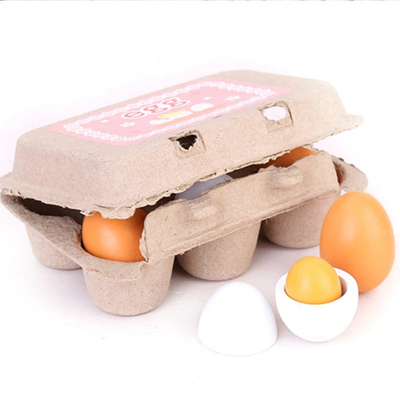 1Set Wooden Color Artificial Egg Toys Easter Eggs Handmade DIY Egg Easter Party Decorations Creative Building Blocks Place Toys