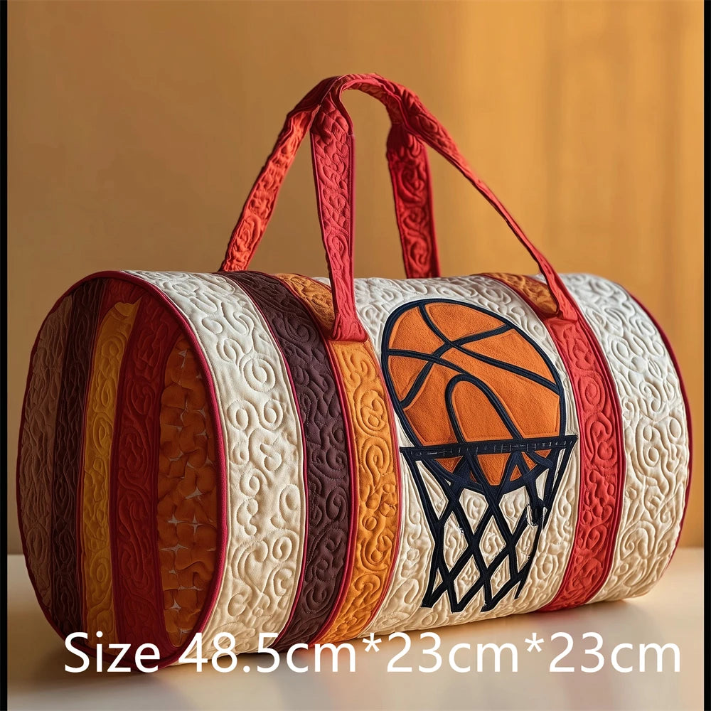 Basketball 3D Printed Quilted Duffel Bag Large Capacity Sport Travel Gym Bag Weekender Overnight Bag for Unisex Basketball Fans