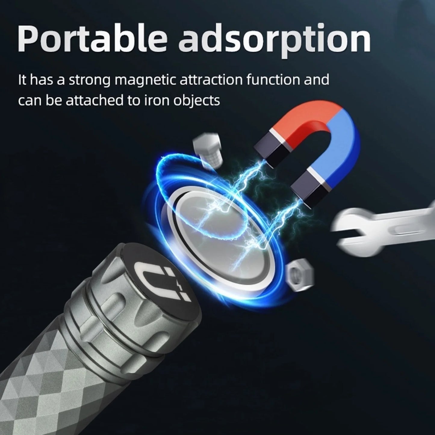 6000 Lumen Rechargeable LED Flashlight With Magnetic Base