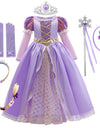 Rapunzel Princess Girl Dress Cosplay Tangled Halloween Party Vestido Kids Birthday Christmas