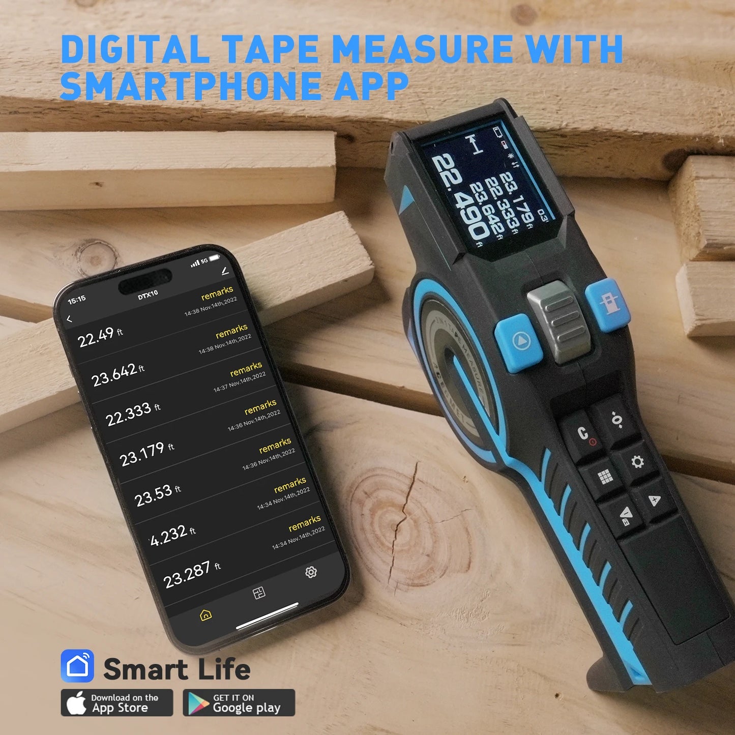 100M Laser Tape Measure Rechargeable Digital Distance Meter with Green Laser Line & IPS Display