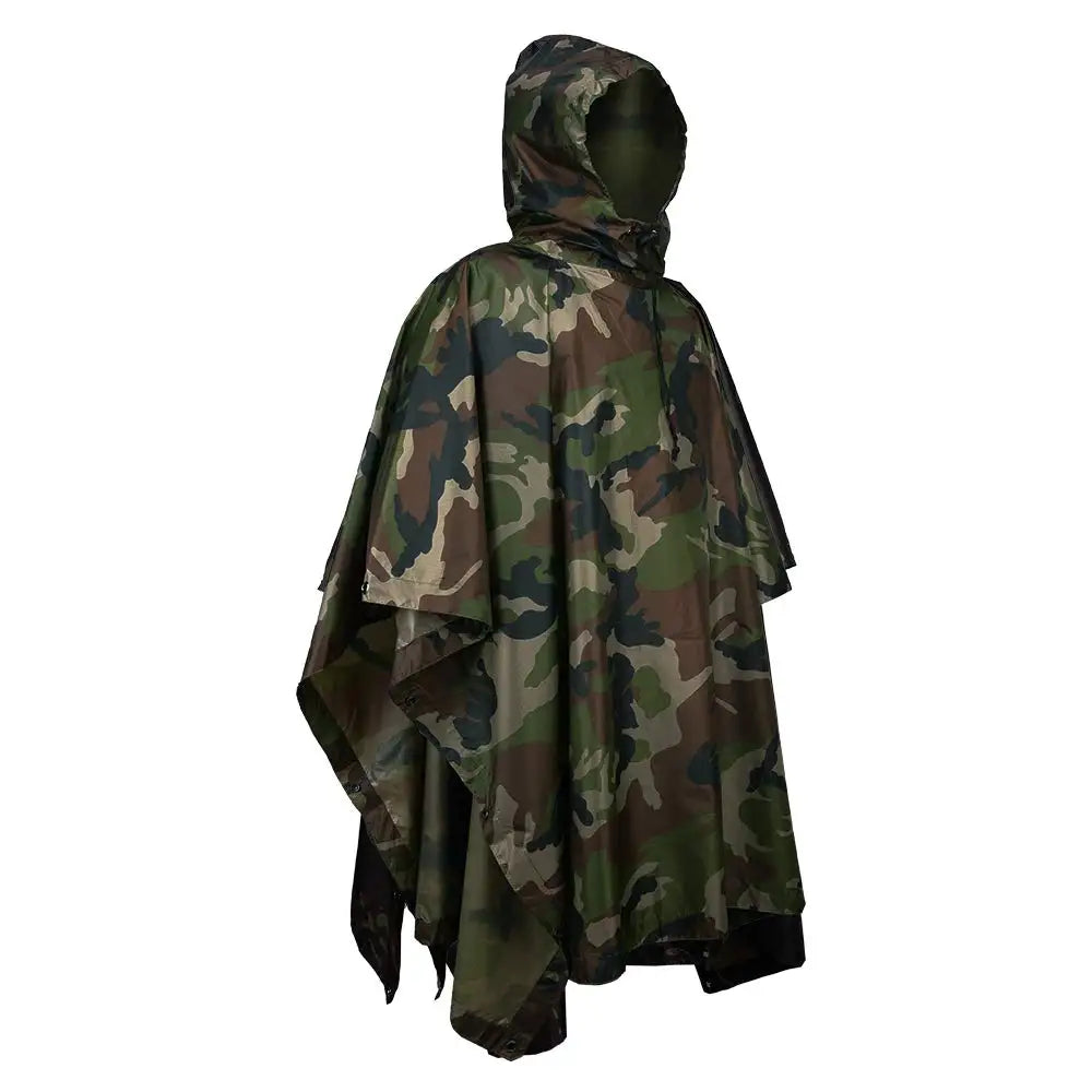 Camouflage Waterproof Folding Rain Poncho with Storage Bag for Adults