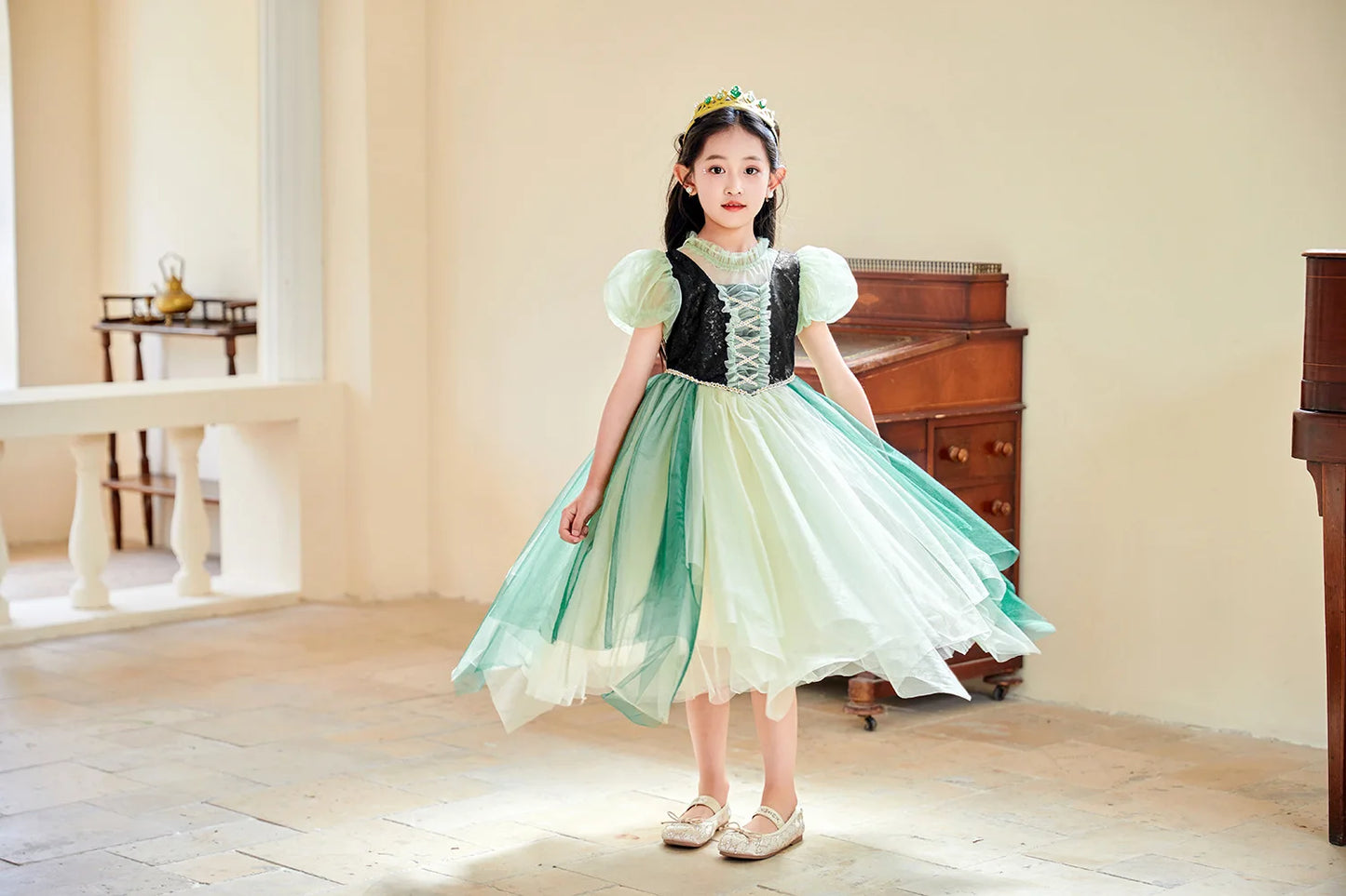 Summer New High-Quality Princess Dress - Girls Asymmetrical Tulle Skirt for Birthday & Children‘s Day