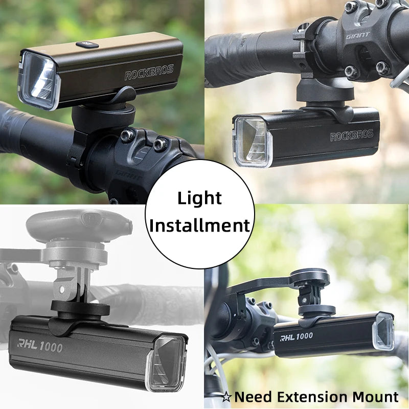 1000LM Bike Light Front Lamp Type-C Rechargeable LED 4500mAh Bicycle Light Waterproof Headlight Bike Accessories