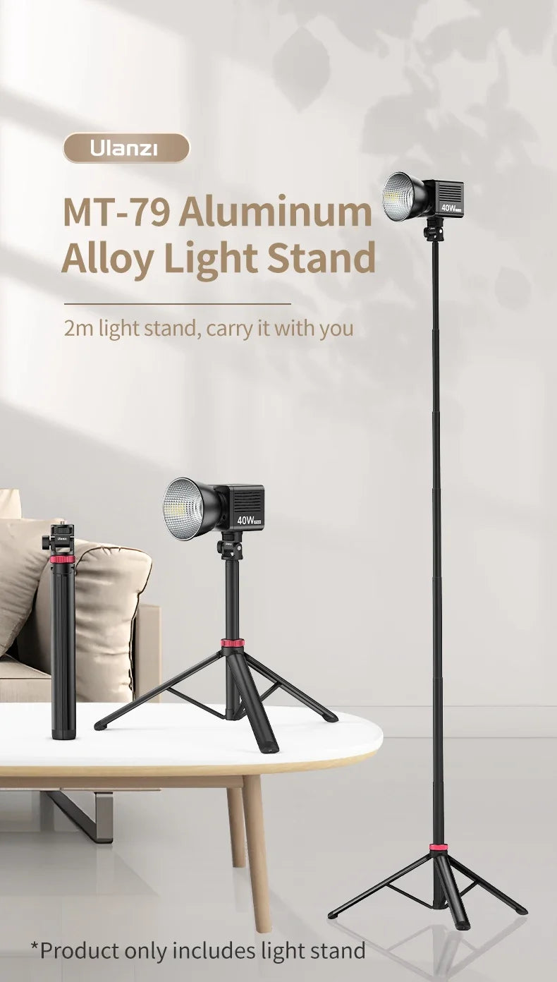 Portable Universal Tripod Aluminum Alloy Camera & Fill Light Holder Lightweight Extendable
