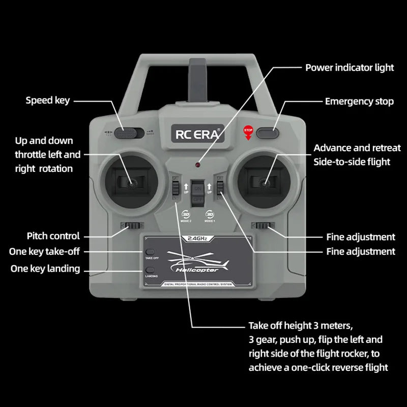 Uh-1 Huey Simulation 3d Six Way Aileron Free Reverse Flying Stunt Helicopter Electric Remote-Controlled Aircraft Model Toy