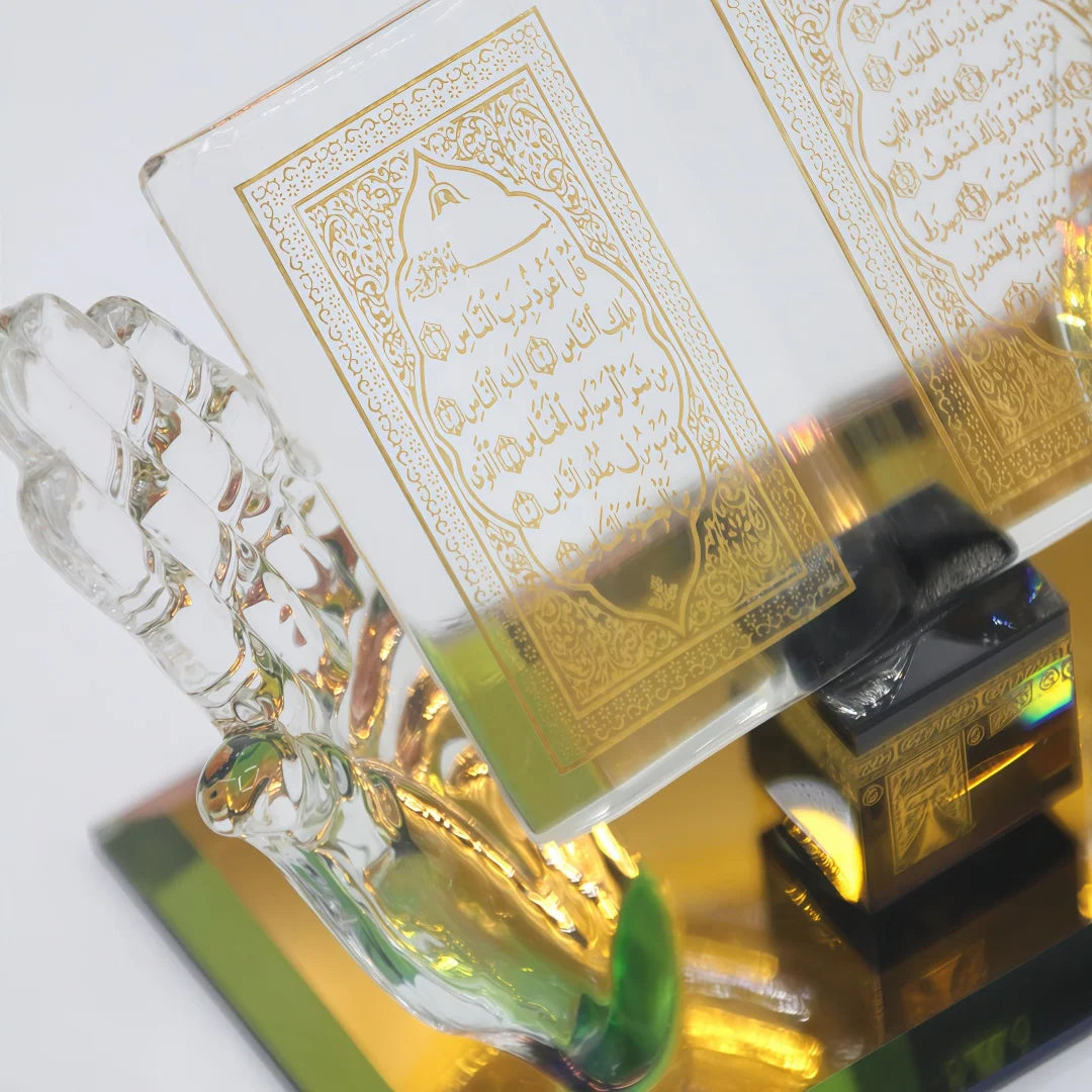 Islamic Decor Model Muslim Crystal Gilded Kaaba Model Architecture Handicraft Crystal Figurines for Car Home Desktop Decoration