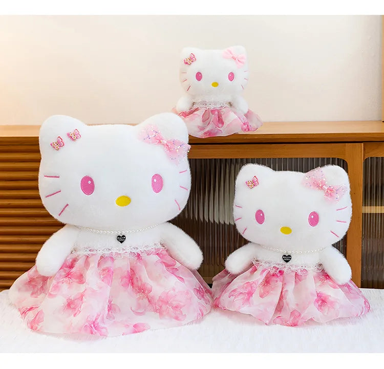 Cute Blue Pink Cat Character Plush Stuffed Doll Toy