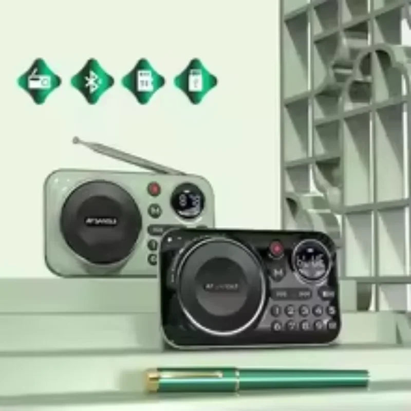 SANSUI F21 Mini Bluetooth Speaker FM Radio 70MHz-108MHz Supports FLAC APE TF Card Outdoor USB Music Box Player Recording Device