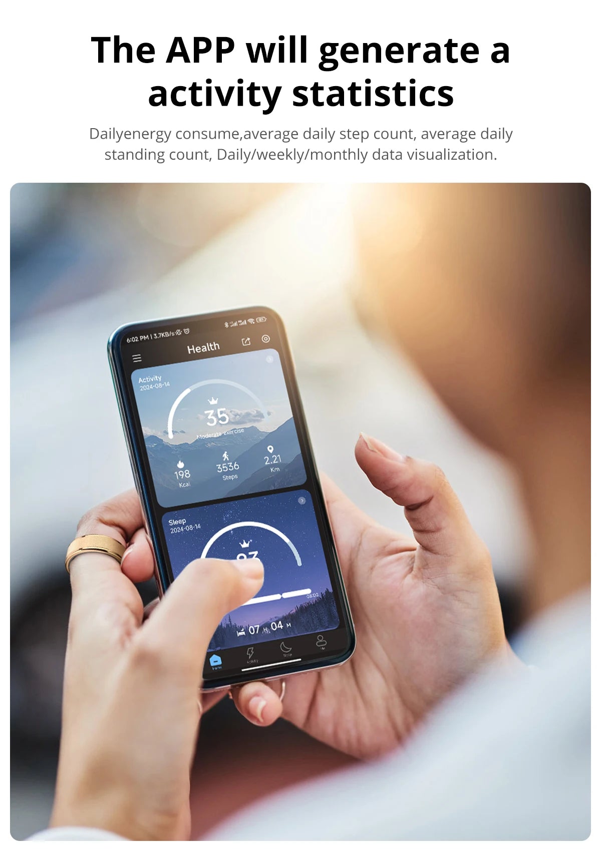 R10 Smart Ring with Charging Case for Men Women, Health and Sleep Monitor, 5ATM Waterproof, Multi-sport Mode