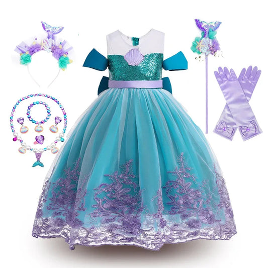 Mermaid Princess Cosplay Dress for Girls Carnival Birthday Party Costume