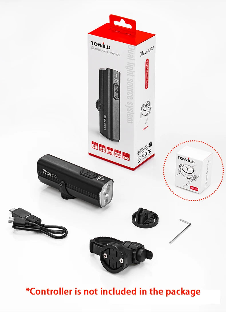 DLite 1800LM Bicycle Lights Focus/Flood Beam Switch Smart Bike Light 5000mah Rechargeable Power Bank Mtb Bicycle Lights