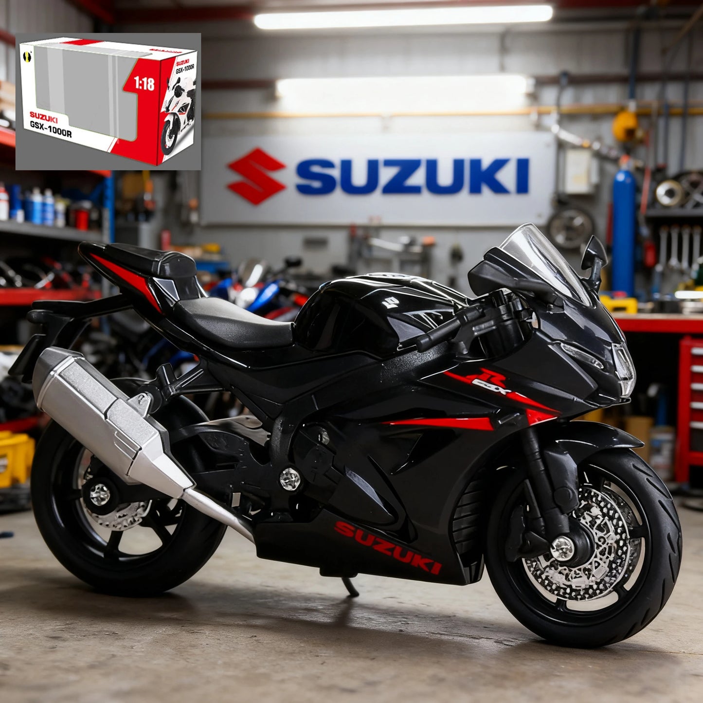 1/18 Suzuki Hayabusa GSX1000R YZF-R1 Motorcycle Model Toy Vehicle Collection Autobike Shork-Absorber Off Road Autocycle Toys Car