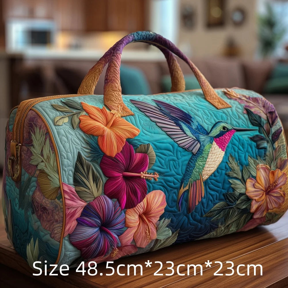 Trending Vintage 3D Quilted Travel Bag Cardinal Bird Floral Printed  Durable Weekend Gym Trip Beach Bag Carry on Tote for Women