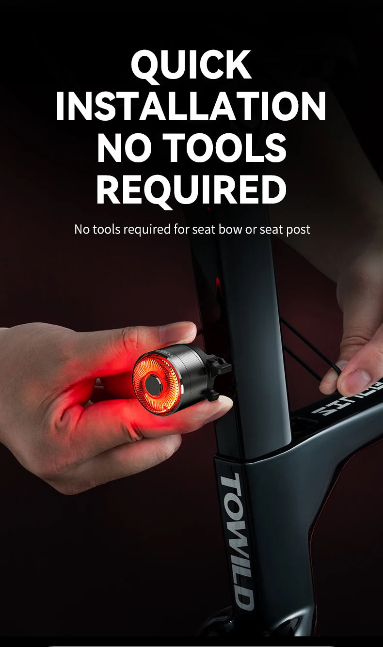 Rear Light Bicycle Smart Auto Brake Sensing Light IPX6 Waterproof USB Charging LED Cycling Light Warning Taillight