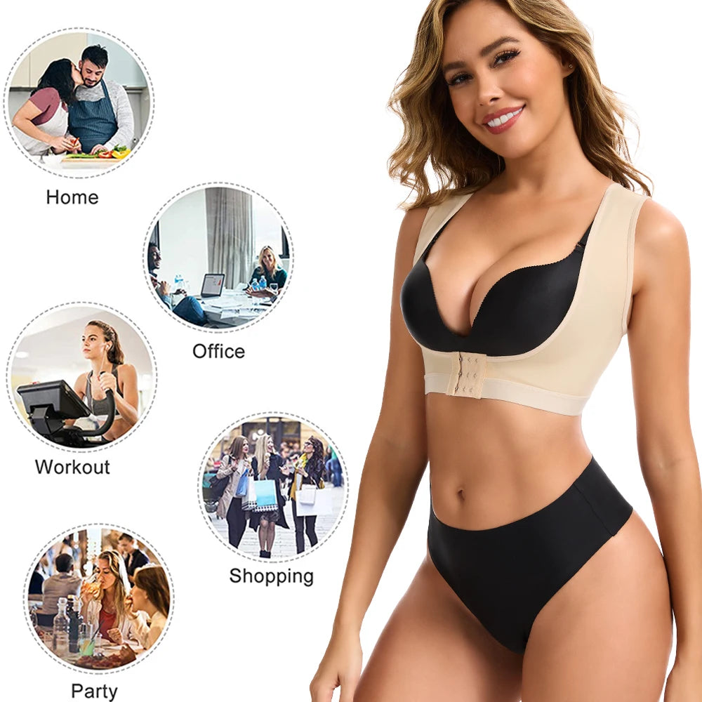 Women Shapewear Top with Built-in Bra & Posture Corrector