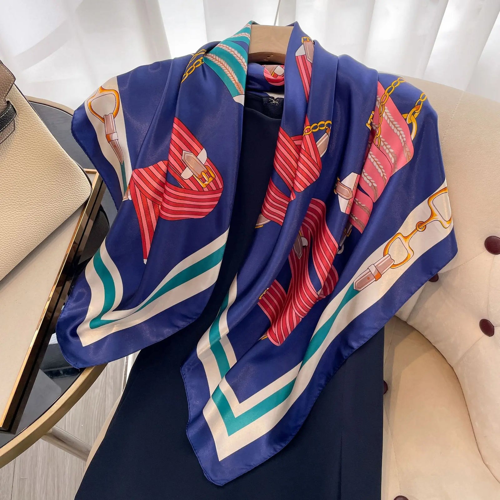 Square Women Scarves Silk Office Ladies Hair Neck Bandanna Headband Foulard Headcloth Muslim Headscarf Female muffler