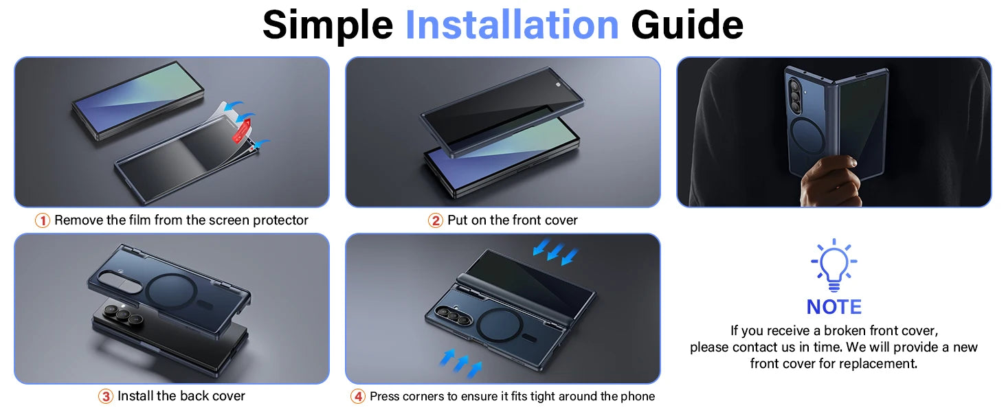 for Z Fold 7 Case with Privacy Screen Protector Full-Body Slim Coverage Hinge Protection Shockproof Phone Cover