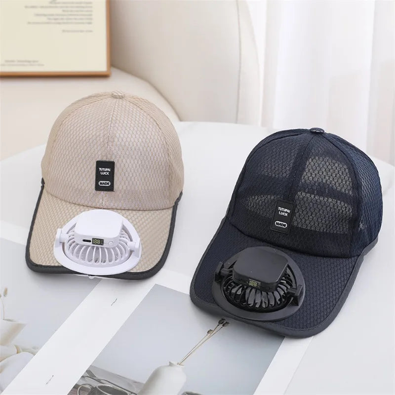 Mesh Solar Fan Baseball Cap With Adjustable Fit