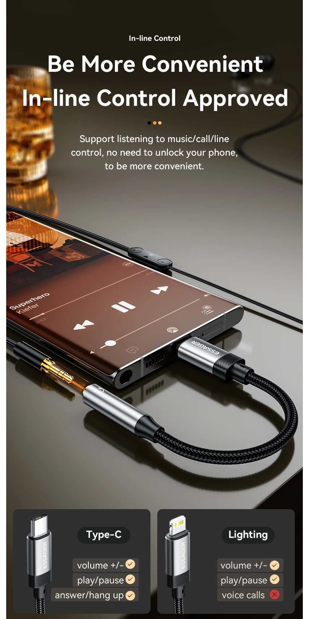 Type-C to 3.5mm Jack AUX Audio Adapter