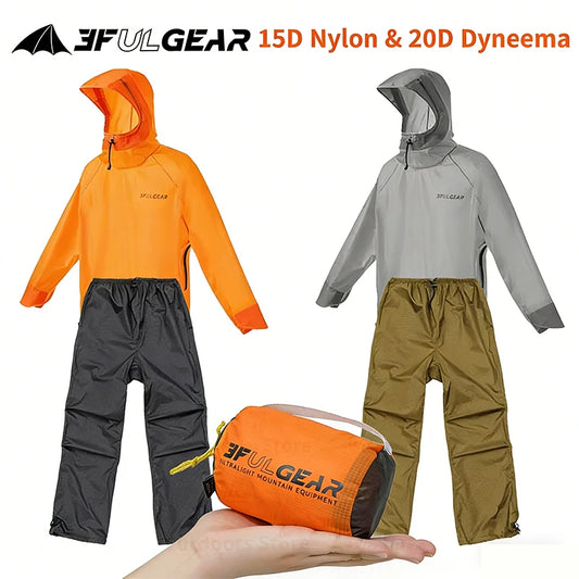 Lightweight Waterproof Hiking Rain Jacket and Pants Set with Hood