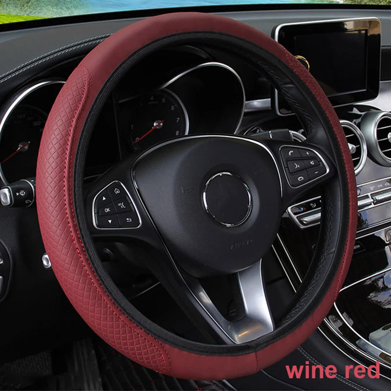 Universal Microfiber Leather Car Steering Wheel Cover 37CM 39CM