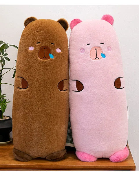 Kawaii Capybara Plush Toy Stuffed Animal Pillow Cuddly Long Body Doll for Kids Birthday Xmas Gift Soft Filled Plushie for Girls